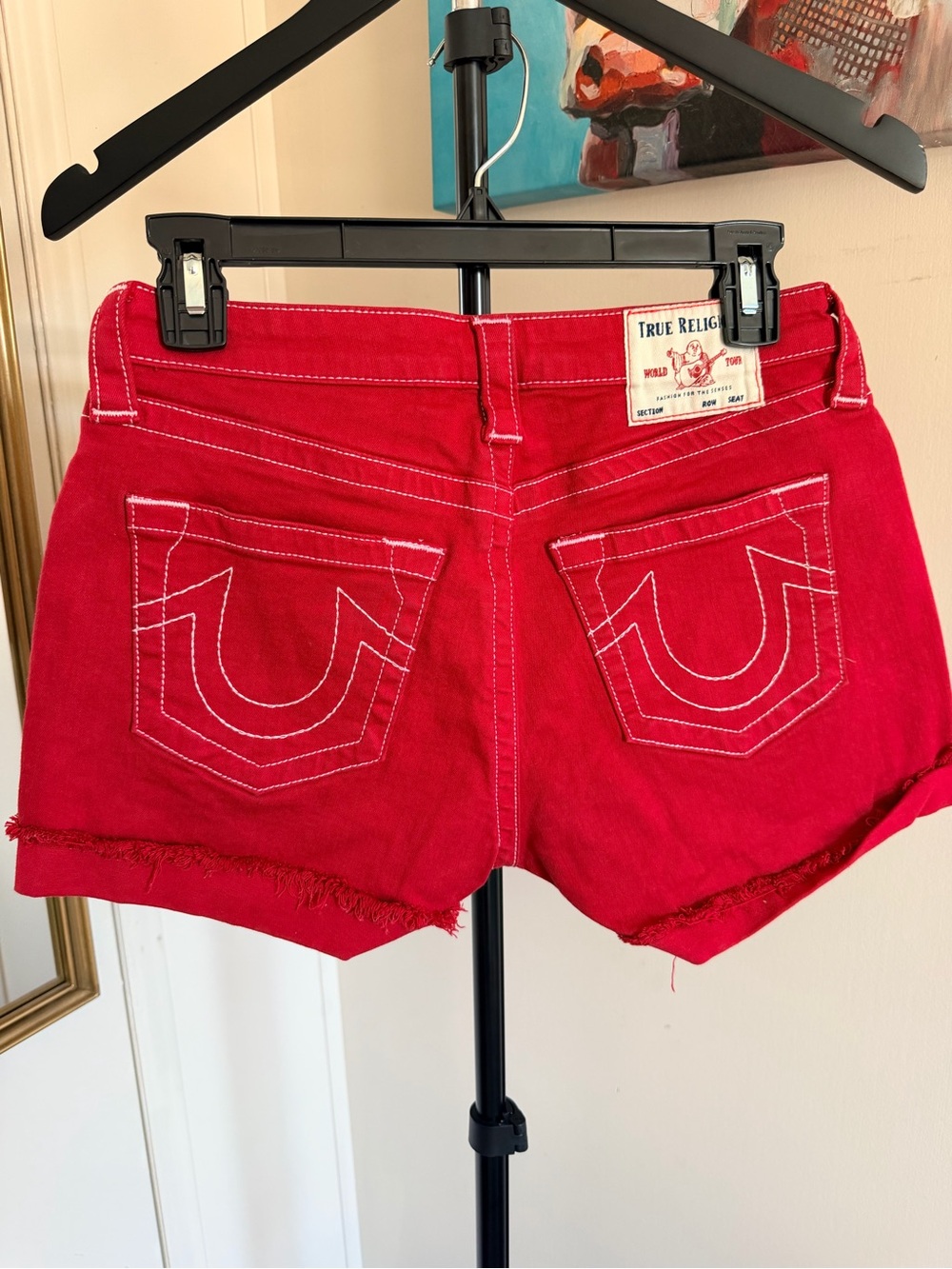 True Religion Red Jean Shorts